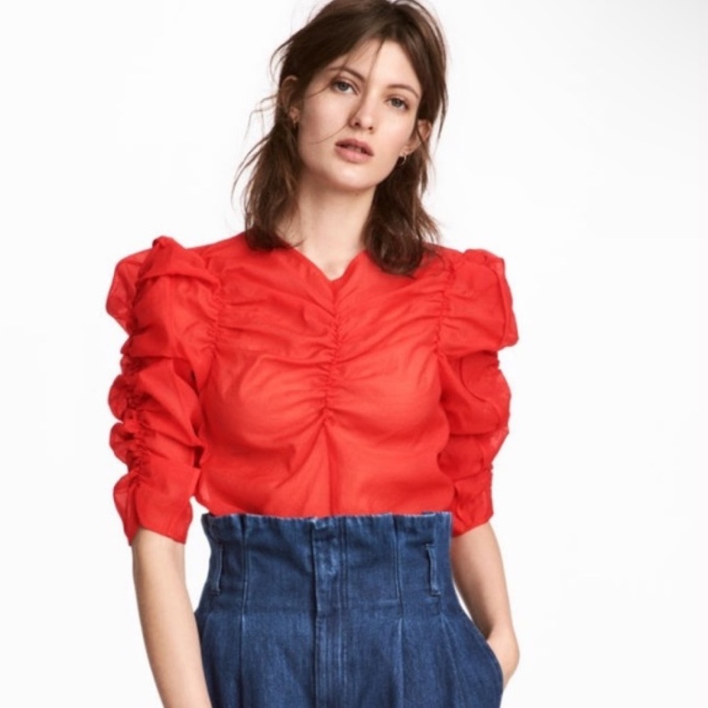NWT H&M Georgette Sheer Ruched Top